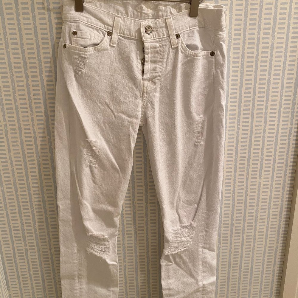 7 For All Mankind White Ripped Jeans